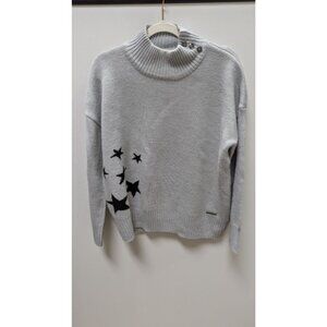 Jones New York Signature Grey Star Turtleneck Sweater